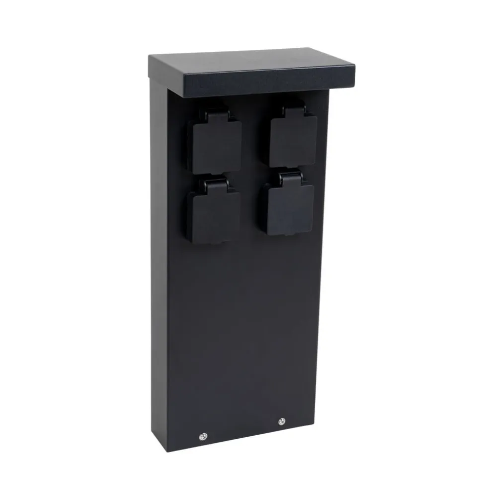 Prios Mariel energiprofil, 4 stikkontakter, sort