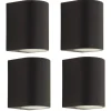 Prios udendørs væglampe Tetje, sort, rund, 10 cm, sæt med 4 stk