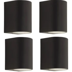 Prios udendørs væglampe Tetje, sort, rund, 10 cm, sæt med 4 stk