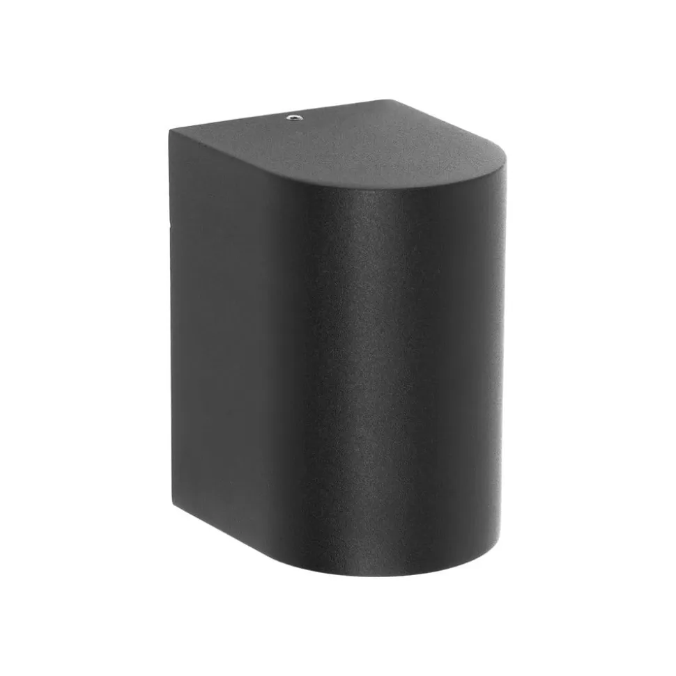 Prios udendørs væglampe Tetje, sort, rund, 10 cm, sæt med 4 stk