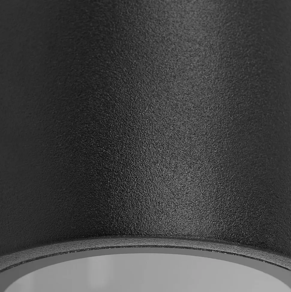 Prios udendørs væglampe Tetje, sort, rund, 10 cm, sæt med 4 stk