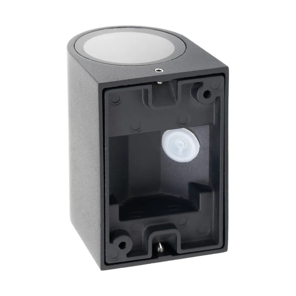 Prios udendørs væglampe Tetje, sort, rund, 10 cm, sæt med 4 stk