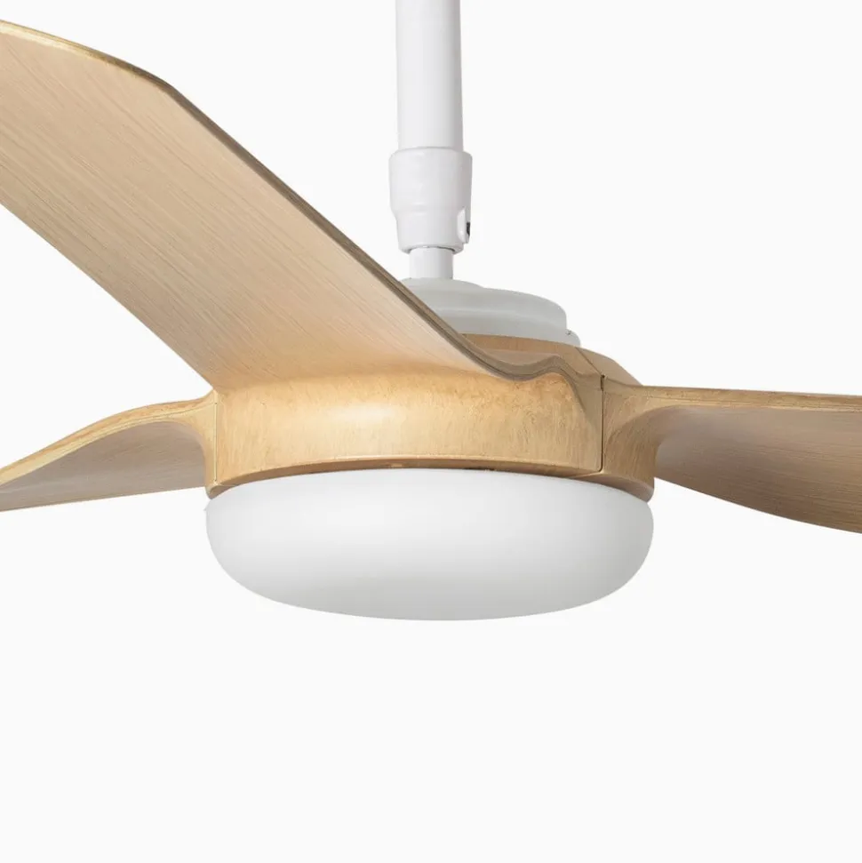 Punt M loftventilator, DC, hvid/lyst træ