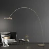 PURE LED-gulvlampe Loop-Bow, bronzefarvet, rækkevidde 290 cm