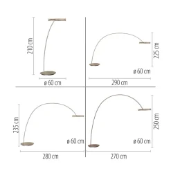 PURE LED-gulvlampe Loop-Bow, bronzefarvet, rækkevidde 290 cm