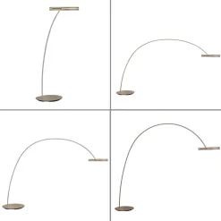 PURE LED-gulvlampe Loop-Bow, bronzefarvet, rækkevidde 290 cm