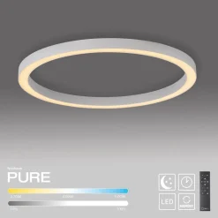 PURE LED-loftlampe Lines, Ø 70 cm, hvid, CCT-fjernbetjening