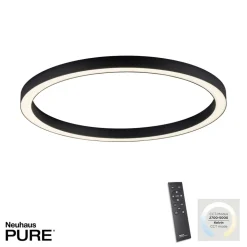 PURE LED-loftlampe Lines, Ø 70 cm, antracit, CCT, fjernbetjening