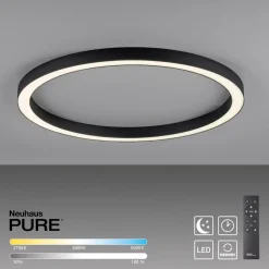 PURE LED-loftlampe Lines, Ø 70 cm, antracit, CCT, fjernbetjening