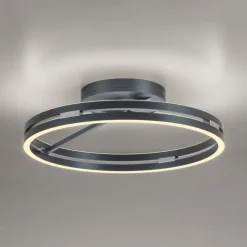 PURE LED-loftlampe Loop, grå, metal, Ø 60 cm, CCT