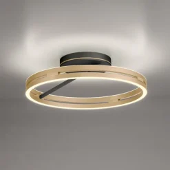 PURE LED-loftlampe Loop messing/sort metal Ø 60 cm CCT