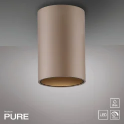 PURE LED-loftlampe til badeværelset Point, bronzefarvet, Ø 6 cm, IP44