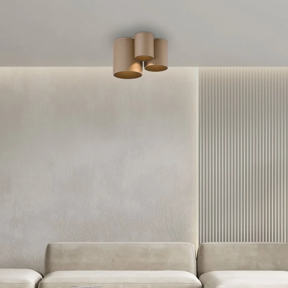 PURE LED-loftlampe til badeværelset Point, bronzefarvet, 18 cm, 3 lyskilder