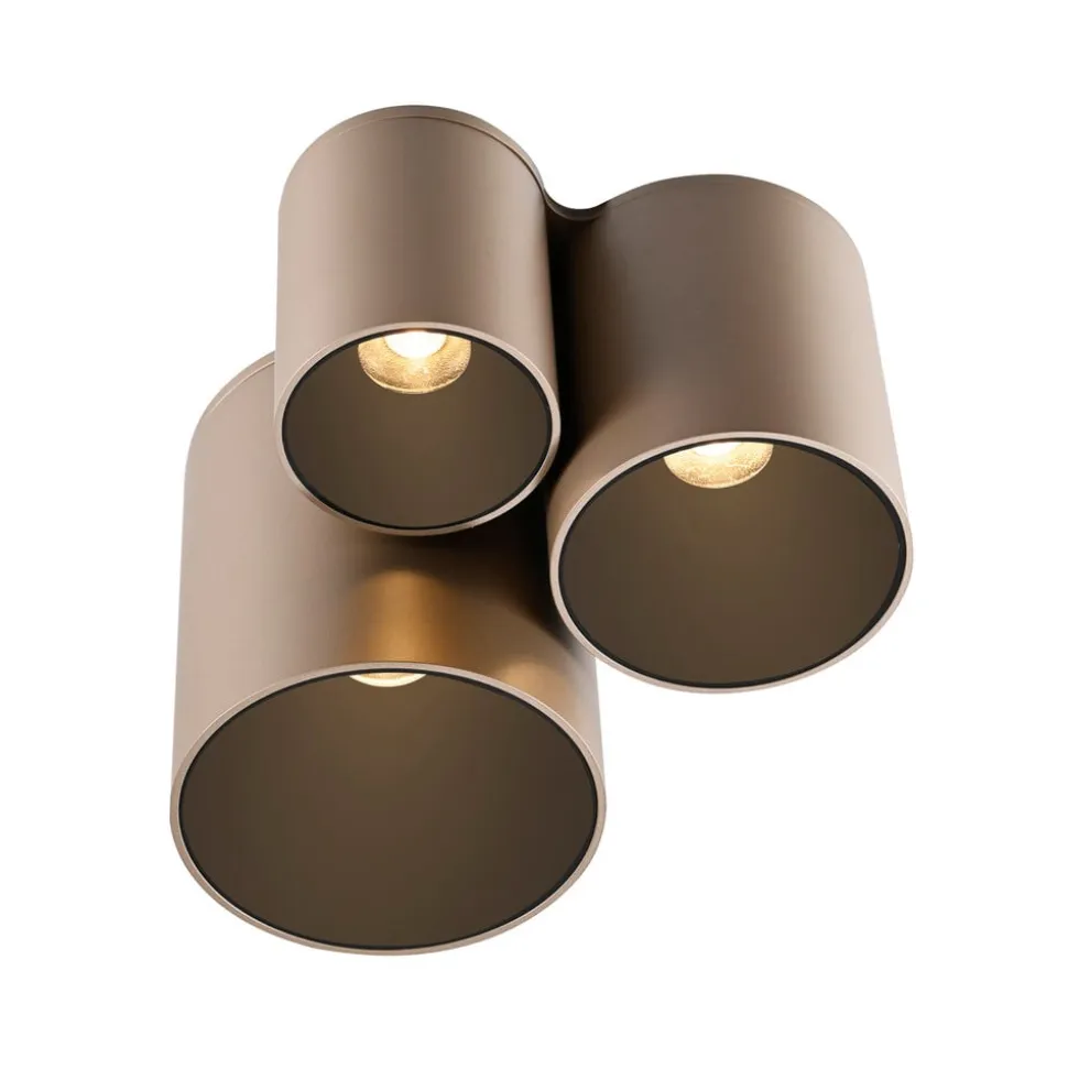 PURE LED-loftlampe til badeværelset Point, bronzefarvet, 18 cm, 3 lyskilder