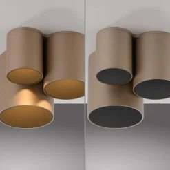 PURE LED-loftlampe til badeværelset Point, bronzefarvet, 18 cm, 3 lyskilder