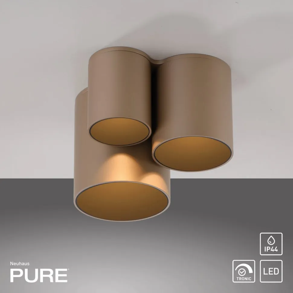 PURE LED-loftlampe til badeværelset Point, bronzefarvet, 18 cm, 3 lyskilder