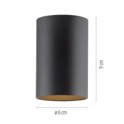 PURE LED-loftlampe til badeværelset Point, sort Ø 6 cm, metal, IP44