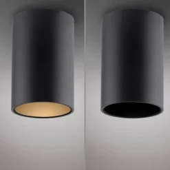 PURE LED-loftlampe til badeværelset Point, sort Ø 6 cm, metal, IP44