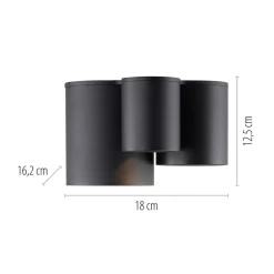 PURE LED-loftlampe til badeværelset Point, sort, længde 18 cm, 3 lyskilder