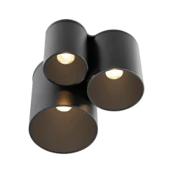 PURE LED-loftlampe til badeværelset Point, sort, længde 18 cm, 3 lyskilder