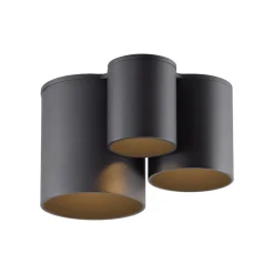 PURE LED-loftlampe til badeværelset Point, sort, længde 18 cm, 3 lyskilder