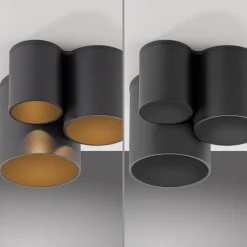 PURE LED-loftlampe til badeværelset Point, sort, længde 18 cm, 3 lyskilder