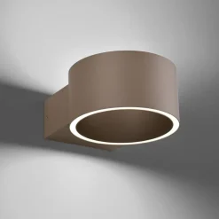 PURE LED-væglampe Clipse, bronzefarvet, aluminium Ø 15 cm