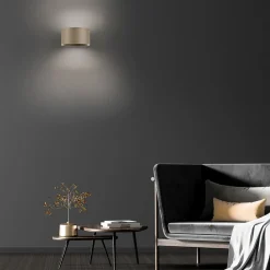 PURE LED-væglampe Clipse, bronzefarvet, aluminium Ø 15 cm