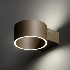 PURE LED-væglampe Clipse, bronzefarvet, aluminium Ø 15 cm
