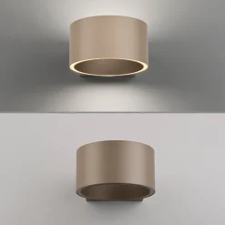 PURE LED-væglampe Clipse, bronzefarvet, aluminium Ø 15 cm