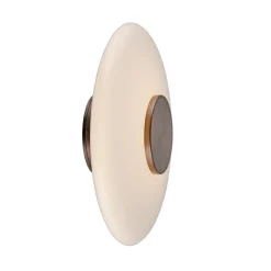 PURE LED-væglampe Vitrum, brun/opalglas/aluminium Ø 22 cm