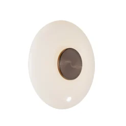 PURE LED-væglampe Vitrum, brun/opalglas/aluminium Ø 22 cm