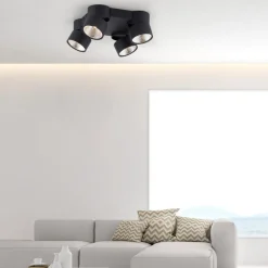 PURE Nola LED-loftlampe, 4 lyskilder, sort