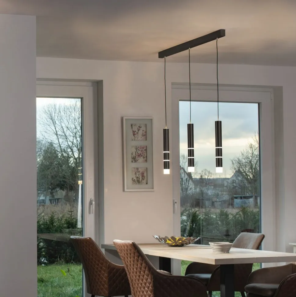 PURE Vega LED-hængelampe, 3 cylindere, sort