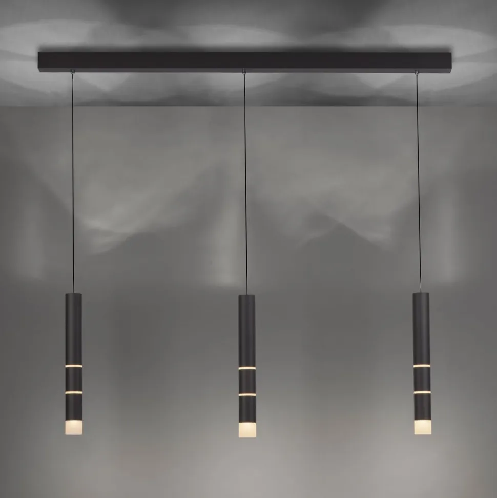 PURE Vega LED-hængelampe, 3 cylindere, sort