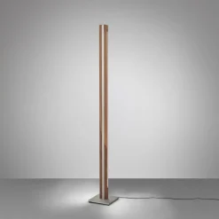 Quitani Elis LED-gulvlampe, valnød/nikkel