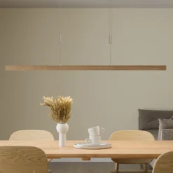 Quitani LED-pendel Nora, eg natur, længde 118 cm