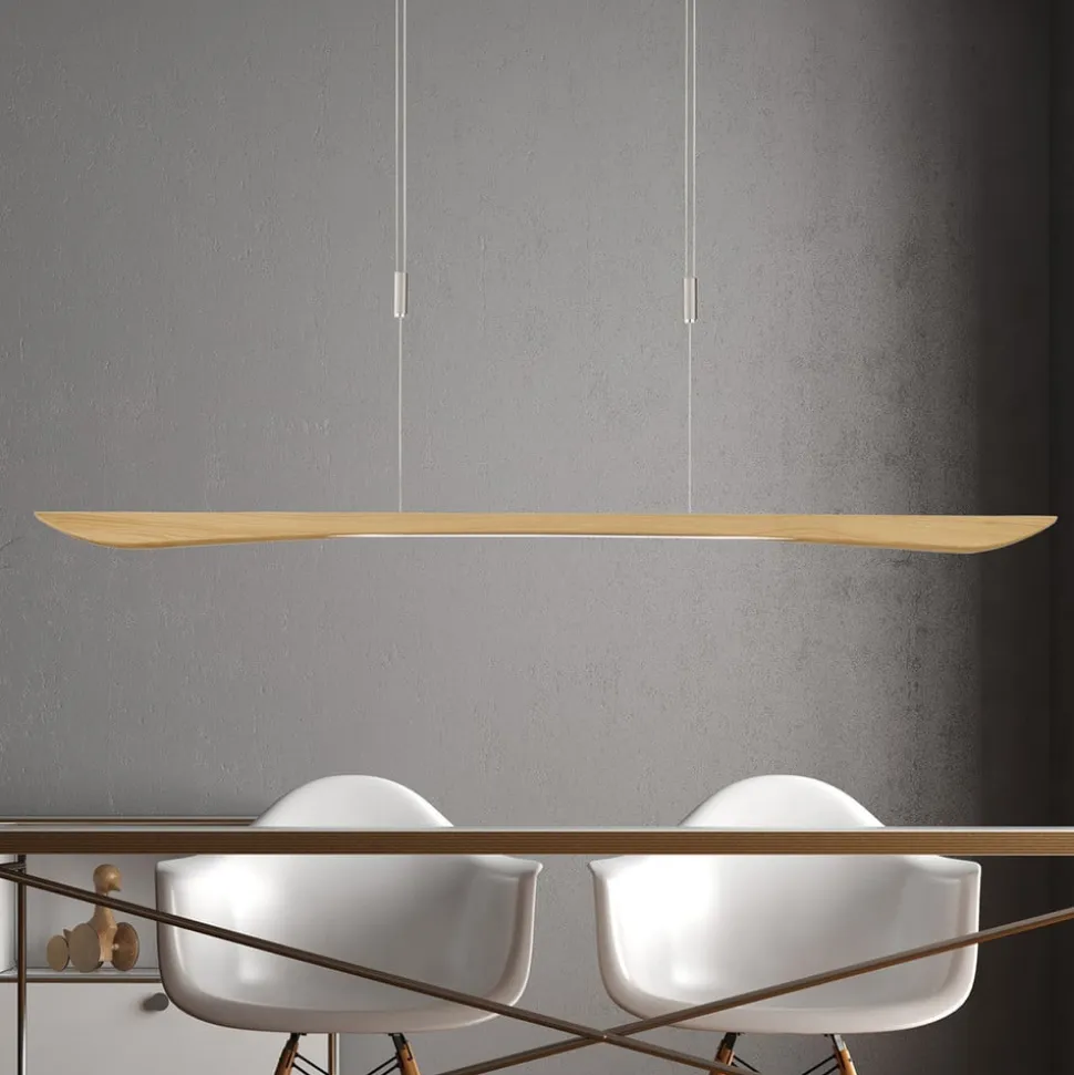 Quitani LED-pendellampe Hiba, eg natur, længde 148 cm