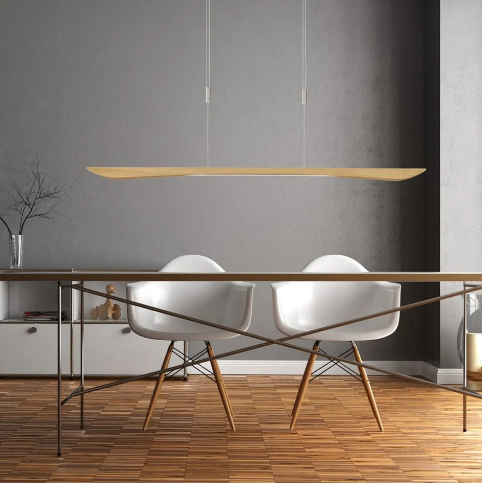 Quitani LED-pendellampe Hiba, eg natur, længde 148 cm