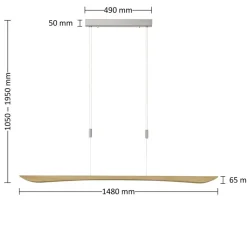 Quitani LED-pendellampe Hiba, eg natur, længde 148 cm