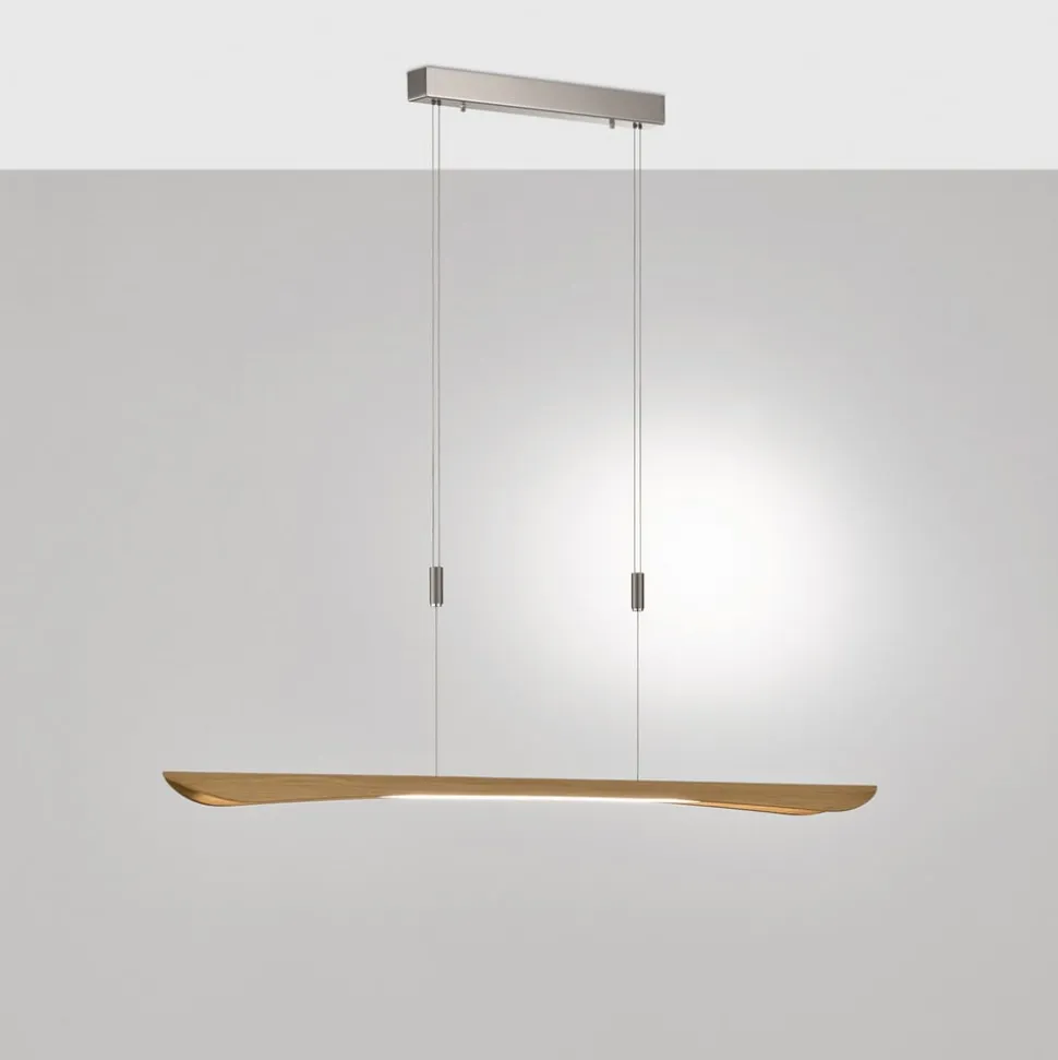 Quitani LED-pendellampe Hiba, eg natur, længde 148 cm