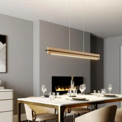 Quitani LED-pendellampe Lexa, eg/sort, længde 118 cm