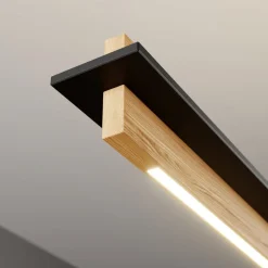 Quitani LED-pendellampe Lexa, eg/sort, længde 118 cm