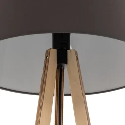 Quitani trebenet gulvlampe Jata, træ, chintz grafit