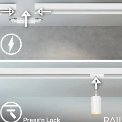 RAIL 230 V skinnesystem, hvid, 4 pendler, længde 1,5 m