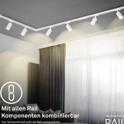 RAIL 230 V skinnesystem, hvid, 6 spots 2,25 m hjørnestik
