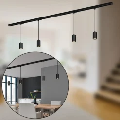 RAIL 230 V skinnesystem, sort, 4 ophæng, længde 1,5 m