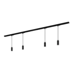RAIL 230 V skinnesystem, sort, 4 LED-pendler, længde 1,5 m