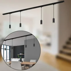 RAIL 230 V skinnesystem, sort, 4 LED-pendler, længde 1,5 m