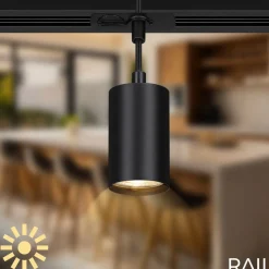 RAIL 230 V skinnesystem, sort, 4 LED-pendler, længde 1,5 m